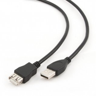 Кабель USB 2.0 (AM/AF) 3м, Cablexpert, пакет, Black