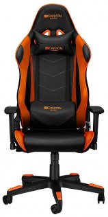 Крісло ігрове Canyon Deimos PU шкіра, Al основа, Black/Orange