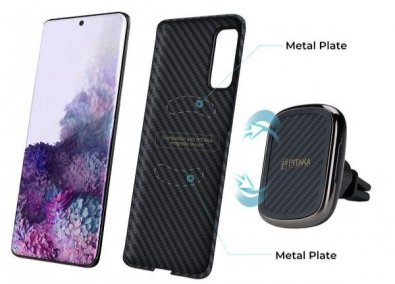 Чохол-накладка PITAKA для смартфону Samsung S20 Plus - MagEz case, Black / Grey
