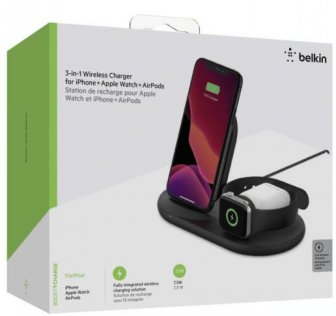Док-станція Belkin 3in1 Wireless Pad/Stand/Apple Watch Black (WIZ001VFBK)