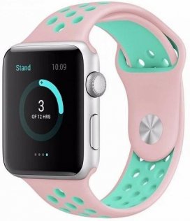 Ремінець HiC for Apple Watch 38/40mm - Nike Silicone Case Wenge Rose/Turquoise