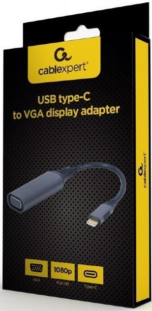 Перехідник Cablexpert FHD 60Hz Type-C / VGA Gray (A-USB3C-VGA-01)