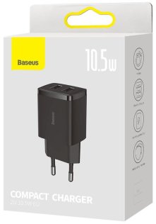 Зарядний пристрій Baseus Compact Charger 2U 10.5W Black (CCXJ010201)