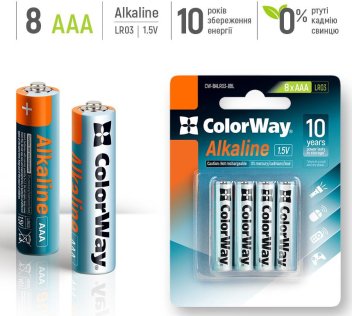 Батарейка ColorWay Alkaline Power LR03 (AAA) (BL/8)