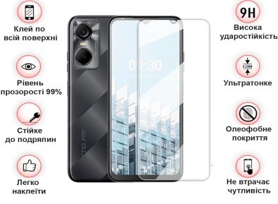 Захисне скло BeCover for Tecno Pop 6 Pro BE8 - Crystal Clear Glass (708555)
