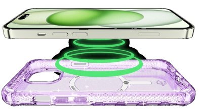Чохол iTSkins for iPhone 15 HYBRID R Spark with MagSafe Light purple (AP5N-HBSPM-LIPP)