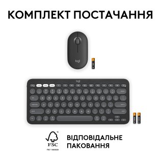 Комплект клавіатура+миша Logitech Pebble 2 Combo for Mac US International Tonal Graphite (920-012244)