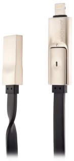 Кабель USB JoyRoom Zinc Alloy 2 в 1 LED Data S-T504 AM / Lightning / Micro USB 1.2 м чорний