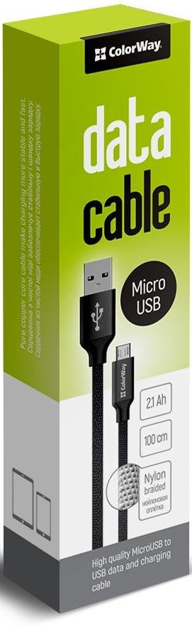 Кабель ColorWay AM / Micro USB 1m Black (CW-CBUM002-BK)