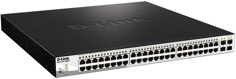 Switch, 52 ports, D-Link DGS-1210-52MPP, 48x100/1000Mbps, 4xSFP/1GE, WebSmart