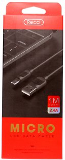 Кабель Recci RCM-P100 AM / Micro USB 1m Black (RCM-P100 Black)