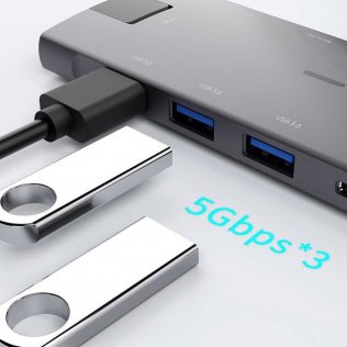 USB-хаб Dynamode Dock-9-in-1-TypeC-HDMI-Mini-DP-USB3.0-RJ45