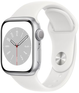 Смарт годинник Apple Watch Series 8 GPS 41mm Silver Aluminium Case with White Sport Band - Regular (MP6K3)