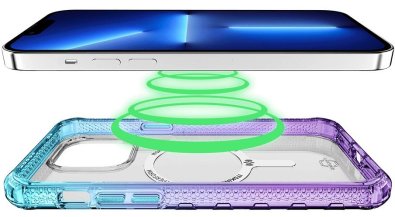 Чохол iTSkins for iPhone 14 Pro Max SUPREME R PRISM with MagSafe light blue and light purpl (AP4M-SUPMA-LBLP)