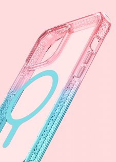 Чохол iTSkins for iPhone 14 Pro SUPREME R PRISM with MagSafe light pink and light blue (AP4X-SUPMA-LPLB)