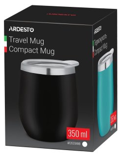 Термокухоль Ardesto Compact Mug 350 мл, нержавіюча сталь, Black