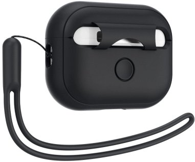 Чохол Spigen for Apple Airpods Pro 2 - Silicone Fit Black/Black Strap (ACS05479)