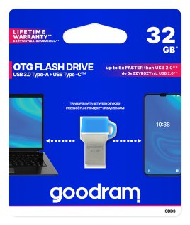 Флешка USB GOODRAM Dual Drive 32GB Silver/Blue (ODD3-0320B0R11)