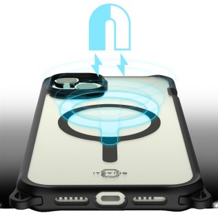 Чохол iTSkins for iPhone 15 HYBRID R Sling 2.0 with MagSafe Black and transparent (AP5N-HMASL-BKTR)