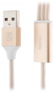 Кабель USB Recci RCS-H120 Delicate AM / microUSB+2xLightning 1.2м золотий