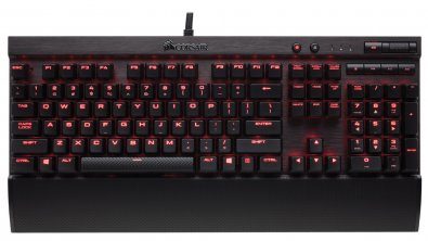 Клавіатура, Corsair Gaming K70 LUX, Cherry MX, механіка, USB Чорна Червона LED підсвітка ( Gaming )