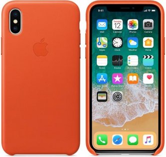 for iPhone X - Leather Case Bright Orange