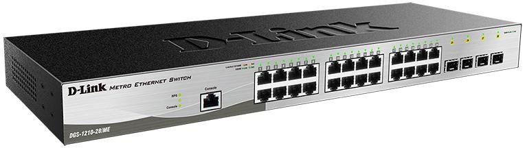 Switch, 28 ports, D-Link DGS-1210-28/ME/P/B, 24x10/100/1000Mbps, 4xSFP