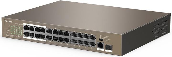 Switch, 26 ports, Tenda TEF1126P-24-250W 24xLAN(10/100), 1xLAN(10/100/1000), 1xSFP, PoE