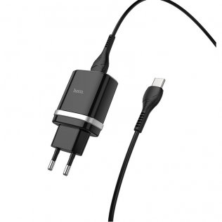 Зарядний пристрій Hoco C12Q with Type-C cable Black