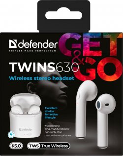 Гарнітура Defender Twins 630 TWS White (63630)