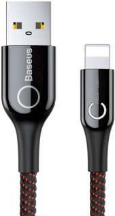 Кабель Baseus C-shaped Light Intelligent Power-off AM / Lightning 1m Black
