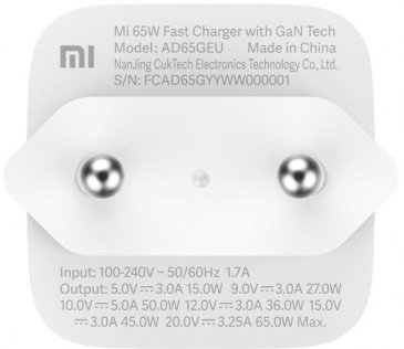 Зарядний пристрій Xiaomi Mi Fast Charger 65W with GaN Tech EU (AD65GEU)