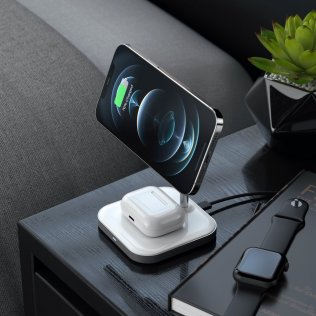 Док-станція Satechi Aluminum 2in1 Magnetic Wireless Charging Stand Space Gray (ST-WMCS2M)