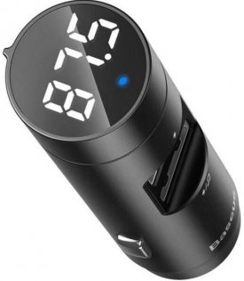 Автомобільний зарядний пристрій + FM-трансмітер Baseus Energy Column Car Wireless MP3 Charger Dark Grey (CCNLZ-0G)