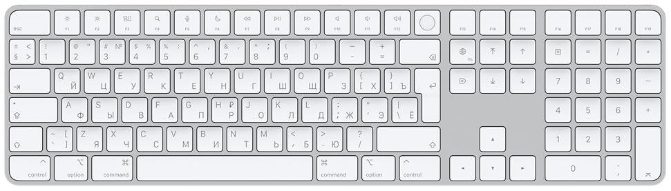 Клавіатура Apple Magic Keyboard RU with Touch ID and Numeric Keypad Silver (MK2C3RS/A)