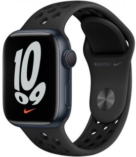  Смарт годинник Apple Watch Nike Series 7 GPS 41mm Midnight Aluminium Case with Anthracite/Black (MKN43)