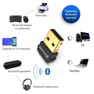 Bluetooth адаптер Grand-X 5.0 Realtek RTL8761B 7 devices aptX Low Energy (BT50G)
