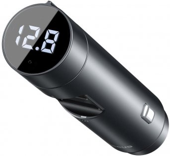  Автомобільний зарядний пристрій + FM-трансмітер Baseus Energy Column Car Wireless MP3 Charger Dark Gray (CCNLZ-C0G)