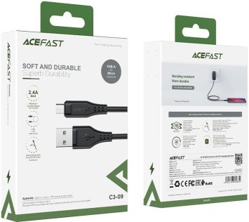 Кабель Acefast C3-09 2.4A AM / Micro USB 1.2m Black (AFC3-09B)