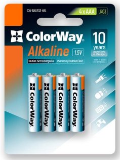 Батарейка ColorWay Alkaline Power LR03 (AAA) (BL/4)