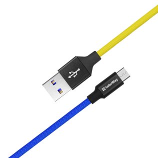 Кабель ColorWay AM / Micro USB 1m Blue/Yellow (CW-CBUM052-BLY)
