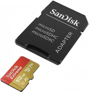 Карта пам'яті SanDisk Extreme A1 V30 UHS-I U3 Micro SDXC 512GB with adapter (SDSQXAV-512G-GN6MA)