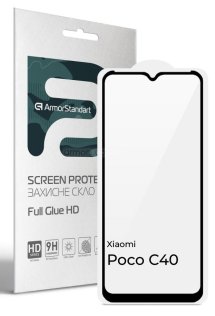 Захисне скло ArmorStandart for Poco C40 - Full Glue HD Black (ARM66956)