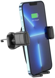 Кріплення для мобільного телефону Hoco HW1 Pro wireless fast charge car holder air outlet Black (6931474791603)