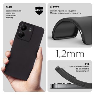 Чохол ArmorStandart for Xiaomi Redmi 13C/Poco C65 - Matte Slim Fit Camera Cover Black (ARM72470)