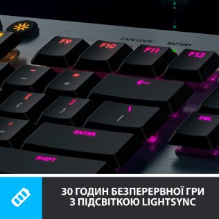 Клавіатура Logitech G915 Lightspeed RGB Mechanical US International Clicky Wireless Black
