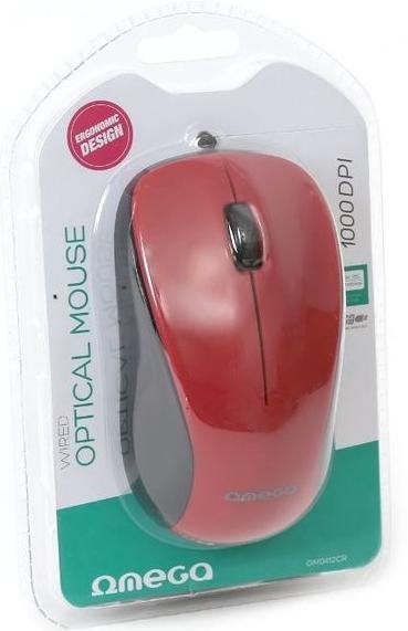 Мишка Omega OM-412 USB чорна/червона