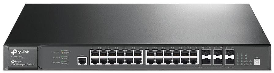 Switch, 28 ports, Tp-Link T3700G-28TQ, 24x10/100/1000Mbps, 4x1GE/SFP, 2х10GE/SFP+