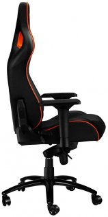 Крісло ігрове Canyon Corax PU шкіра, Al основа, Black/Orange