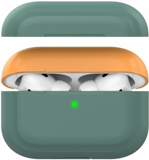 Чохол для Airpods Pro AhaStyle Silicone Case DUO Case for AirPods Midnight Green/Orange (AHA-0P200-DDO)